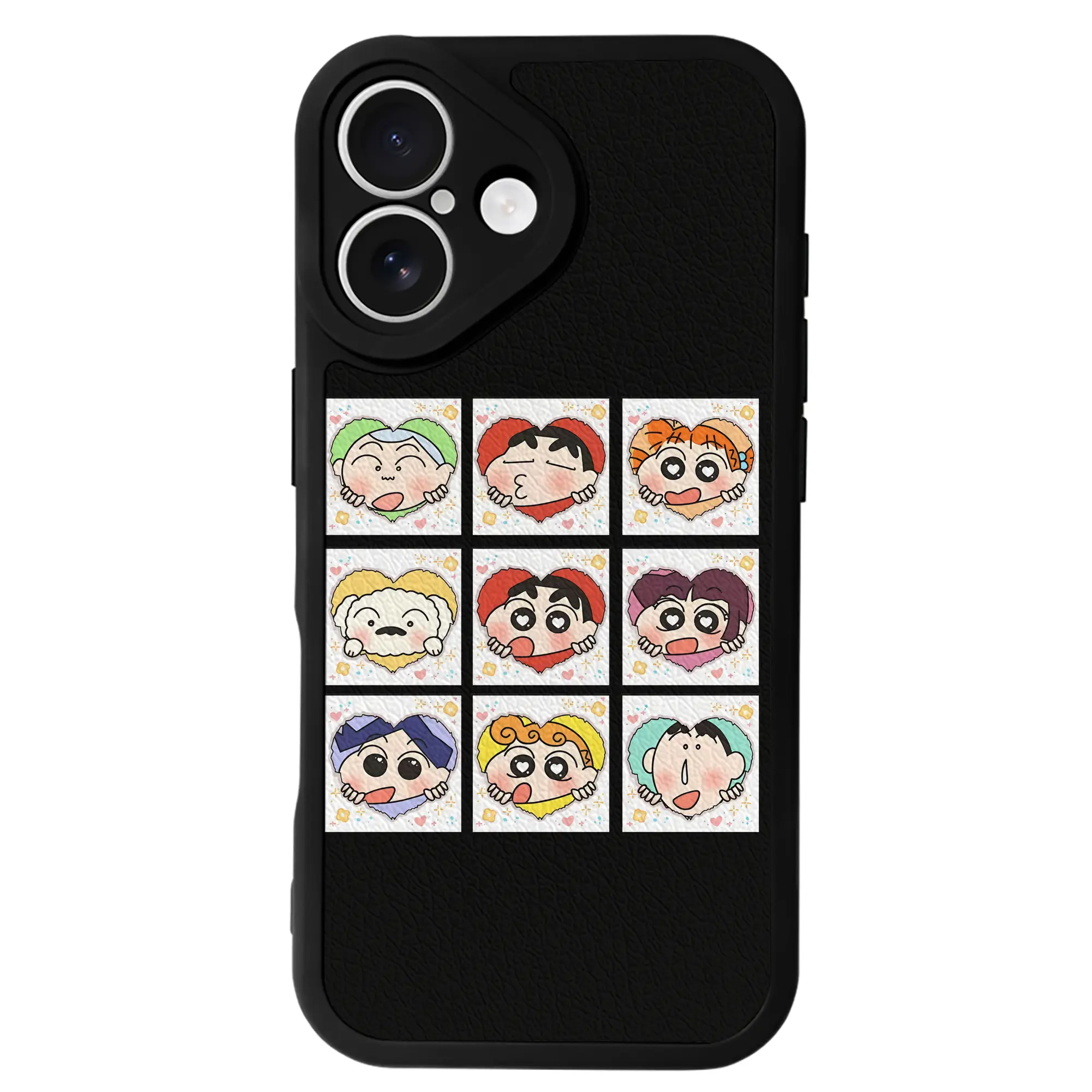 クレヨンしんちゃん グッズ 野原 しんのすけ - IPhone 16シリーズ対応 ・ シリコンスマホケース ・ レザー調 ・ 高精度フィット ・ 耐衝撃 ・ ワイヤレス充電対応 ・ 精密カット